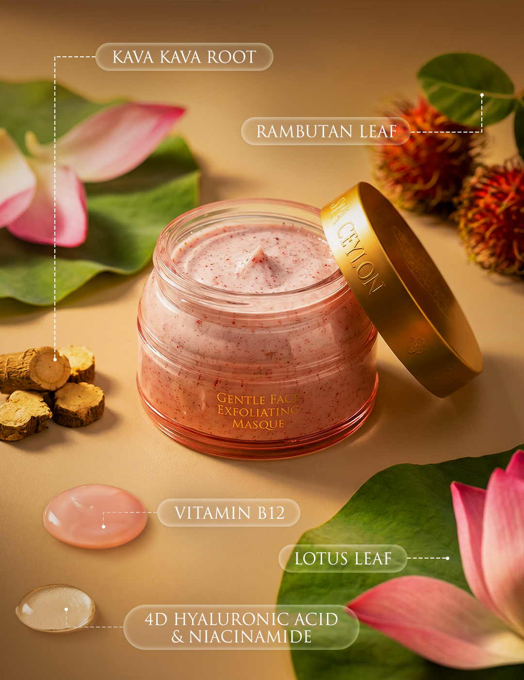 LOTUS & RAMBUTAN - Active Cell Extract + Vitamin B Plus Gentle Face Exfoliating Masque - 100g